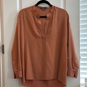 VINCE Women's 100% Silk Rust Blouse